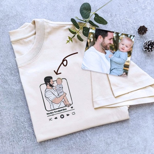 T-Shirt Bisiklet Yaka  - Size Özel Nakış - Krem